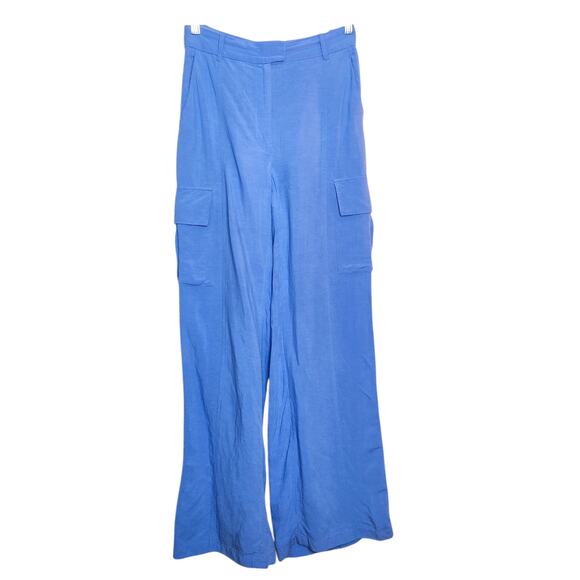 & Other Stories Relaxed Linen Blend Wide Leg Cargo Trouser Lilac Blue 4 Coastal - Picture 1 of 14